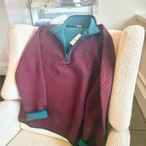 Brooks Brothers Burgundy and Teal Quarter Zip-Up Sweater